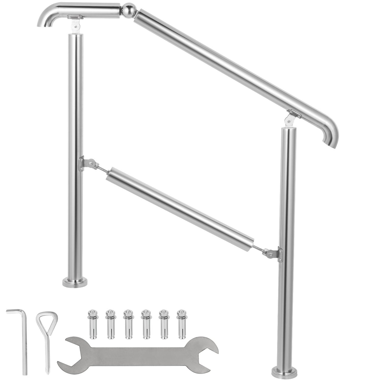 VEVOR 3 Step Railing Stainless Steel Transitional Handrail fit for Level Surface