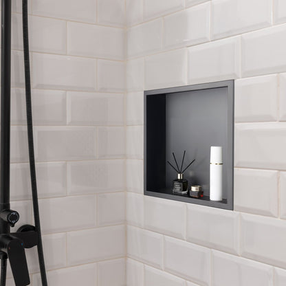 VEVOR Shower Niche 33.0 x 33.0 x 10.2 cm Recessed Wall Shelf Stainless Steel Black