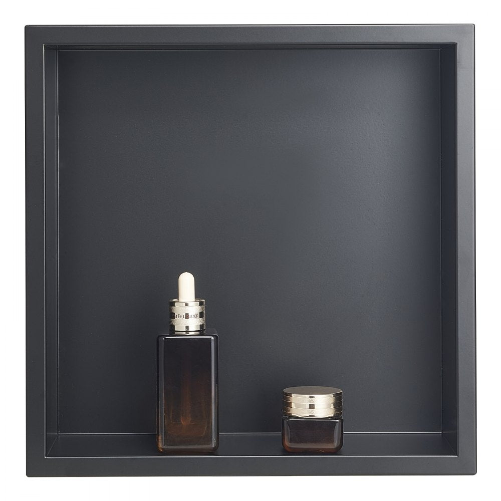 VEVOR Shower Niche 33.0 x 33.0 x 10.2 cm Recessed Wall Shelf Stainless Steel Black