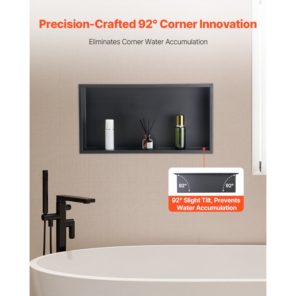 VEVOR Shower Niche 33.0x63.5x10.2cm Recessed Wall Shelf Stainless Steel