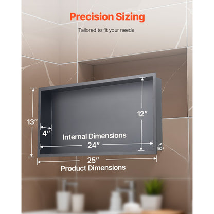 VEVOR Shower Niche 33.0x63.5x10.2cm Recessed Wall Shelf Stainless Steel
