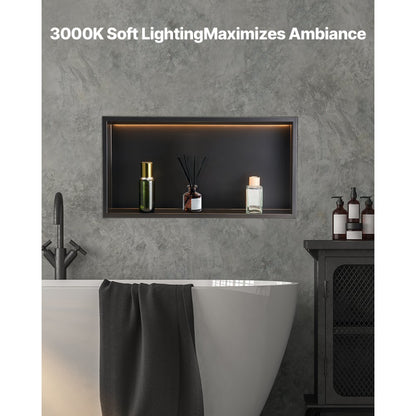 VEVOR Shower Niche 33.0x63.5x10.2 cm Recessed Shelf W/ LED Strip Stainless Steel