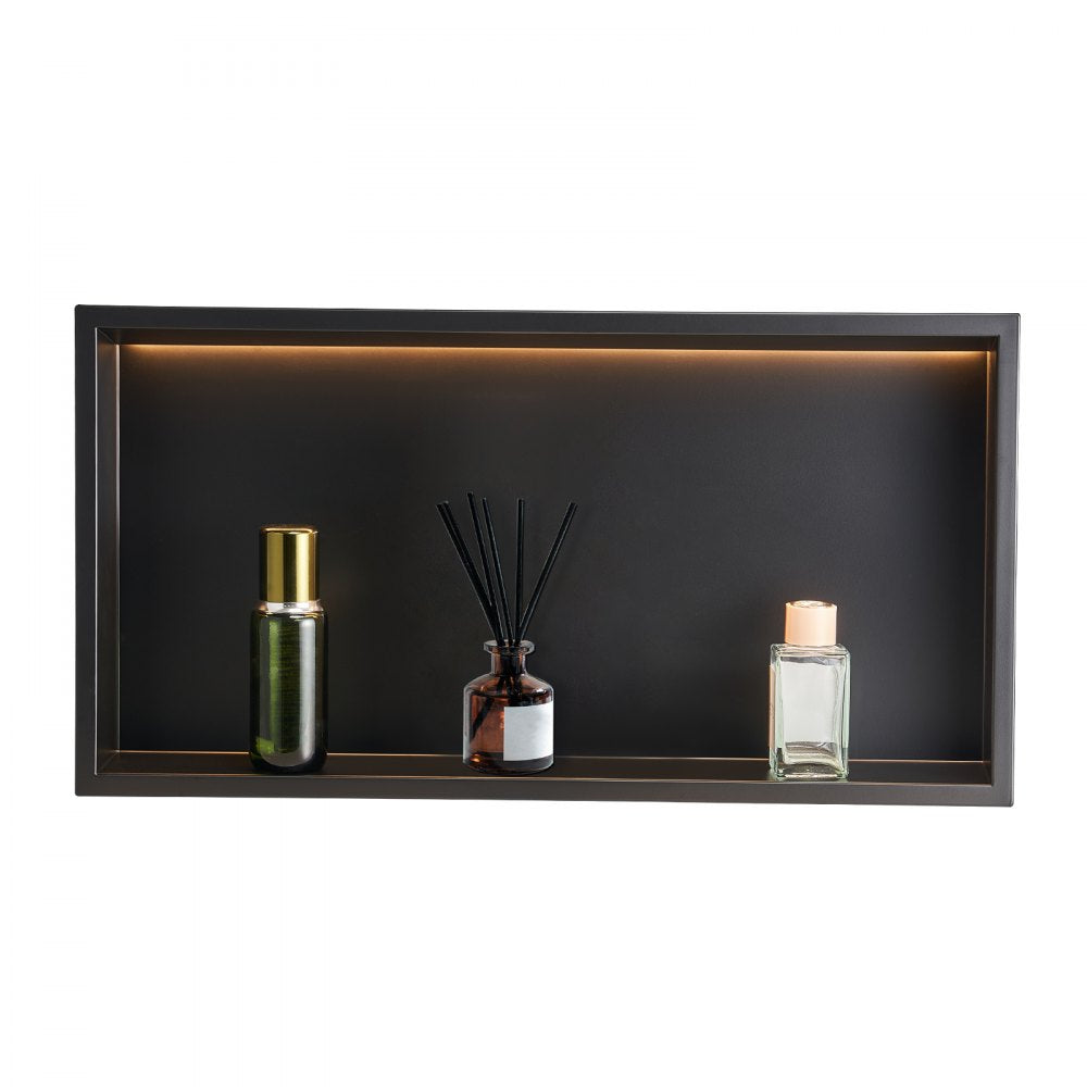 VEVOR Shower Niche 33.0x63.5x10.2 cm Recessed Shelf W/ LED Strip Stainless Steel