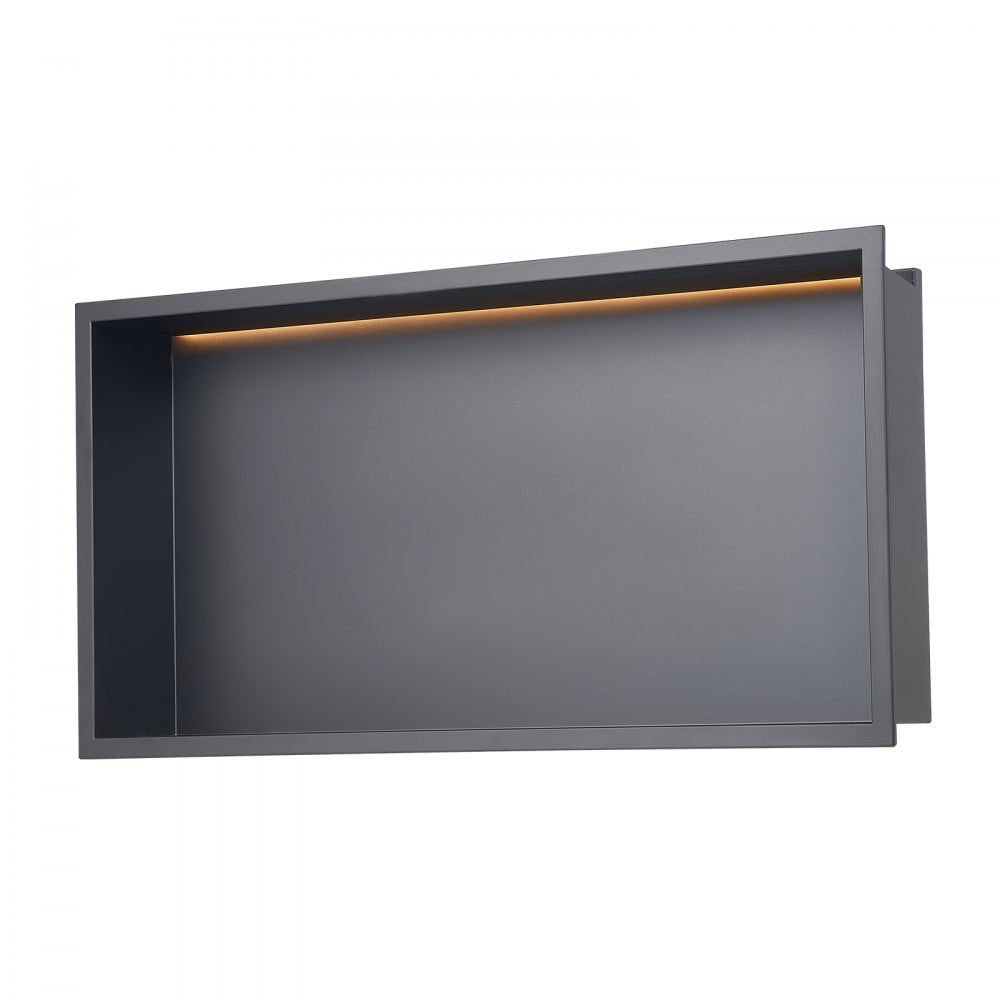 VEVOR Shower Niche 33.0x63.5x10.2 cm Recessed Shelf W/ LED Strip Stainless Steel