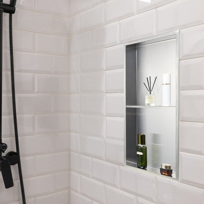 VEVOR Shower Niche 33.0 x 63.5 x 10.2 cm Recessed Wall Shelf Stainless Steel Silver
