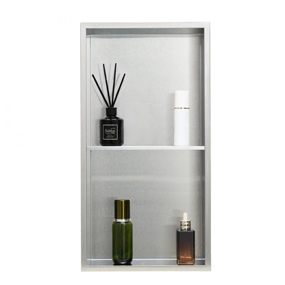 VEVOR Shower Niche 33.0 x 63.5 x 10.2 cm Recessed Wall Shelf Stainless Steel Silver
