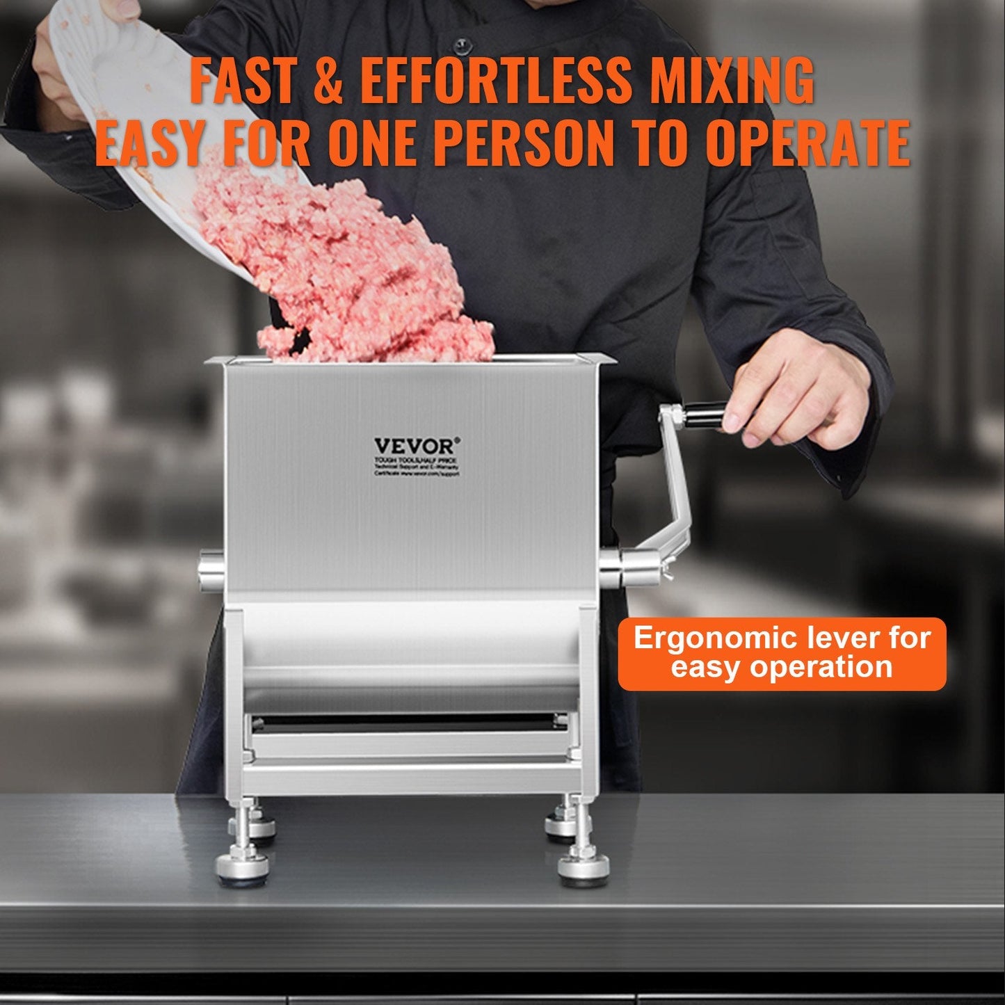 10L Stainless Steel Manual Sausage Mixer for Commercial Use, 4.8 kg Capacity