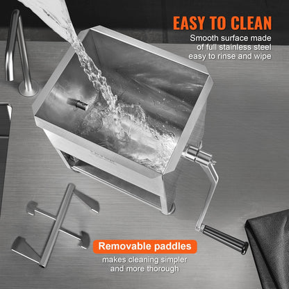 10L Stainless Steel Manual Sausage Mixer for Commercial Use, 4.8 kg Capacity