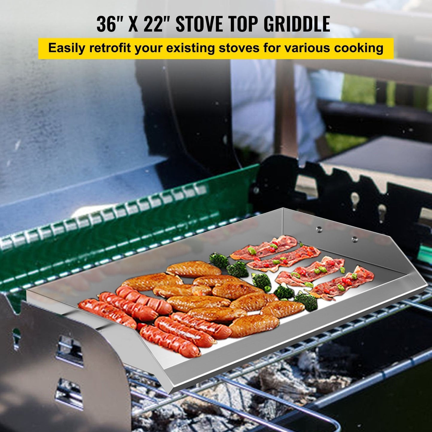 Stainless Steel 0.91m x 0.56m Outdoor Griddle Flat Top Grill with Triple Burner
