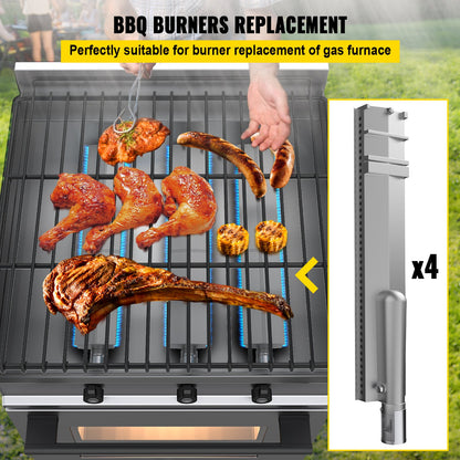 VEVOR Grill Burners, Stainless Steel BBQ Burners Replacement, 4 Packs Grill Burner