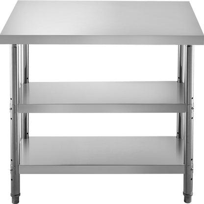 VEVOR Stainless Steel Prep Table, 1520x450x855 mm Commercial Stainless Steel Table,