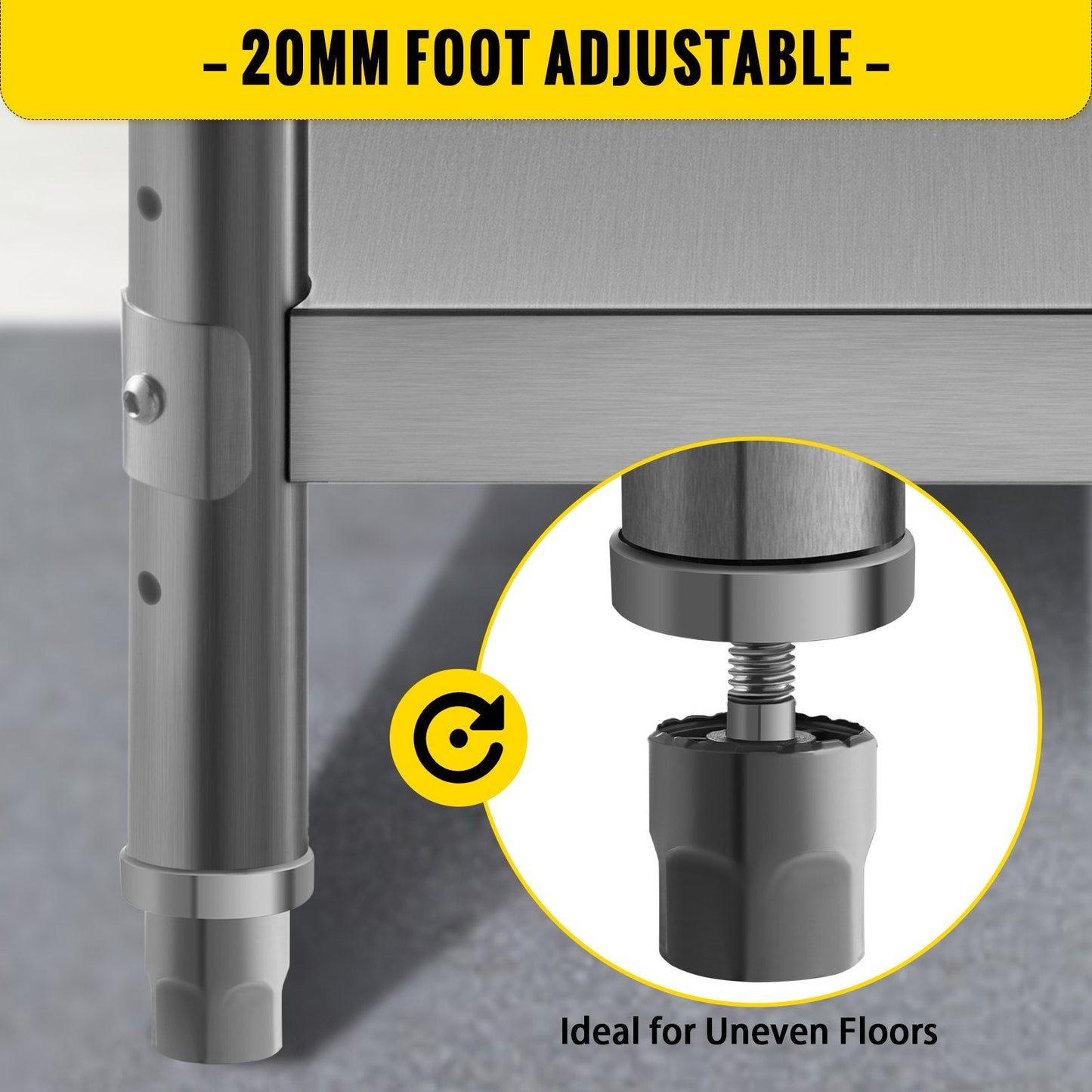 Commercial Stainless Steel Prep Table with Adjustable Shelves, 152x45x85.5 cm