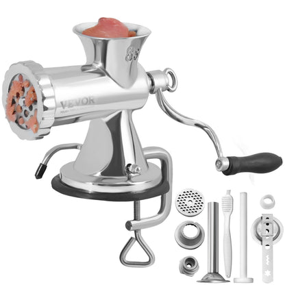 Stainless Steel Manual Meat Grinder with Suction Cup & Table Clamp, 3.7 kg
