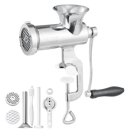 VEVOR Manual Meat Grinder, 304 Stainless Steel Hand Meat Grinder with Steel Table