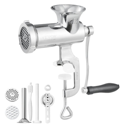 Stainless Steel Manual Meat Grinder with Table Clamp and Sausage Maker