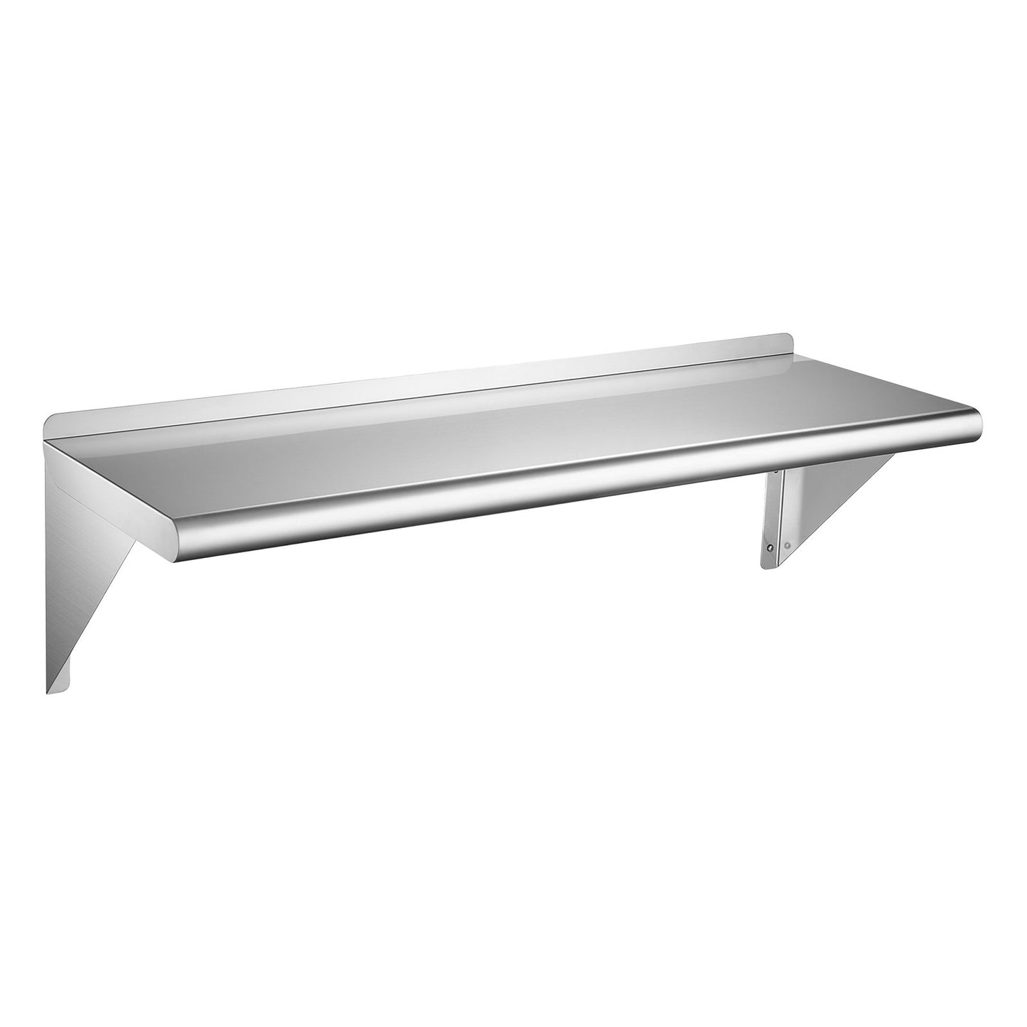 Stainless Steel Shelf 305 x 914 mm Commercial Wall Mount Floating Shelf, Heavy-Duty Storage Rack with Brackets, 136kg Strong Capacity, Easy to Clean for Restaurant, Home Kitchen, Garage