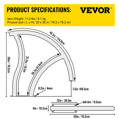 VEVOR Pool Handrail, 30" x 30" Swimming Pool Stair Rail, 2 PCs Stainless Steel Stair
