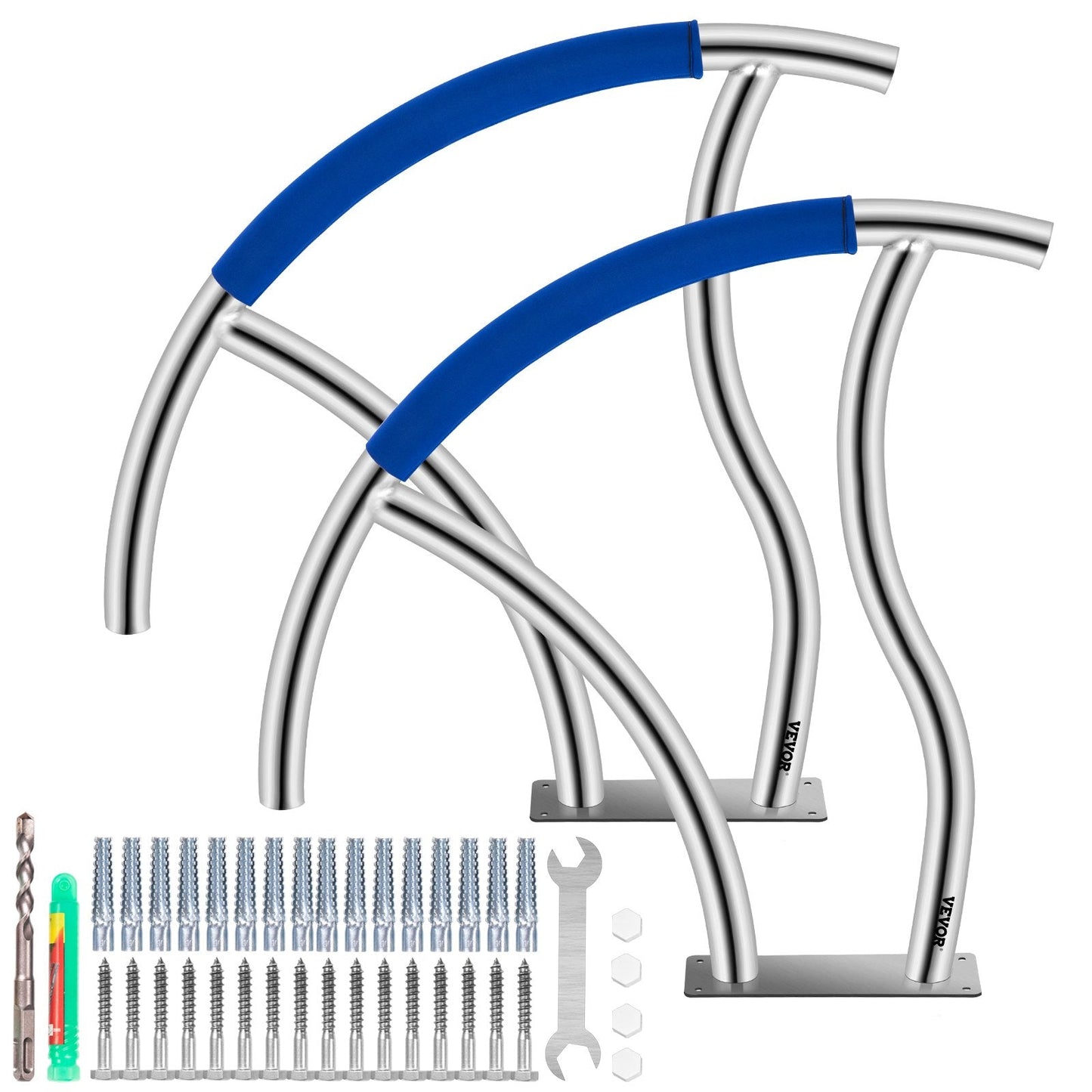 Stainless Steel Pool Handrail Set, 76.2 x 76.2 cm, 170 kg Capacity, Easy Install