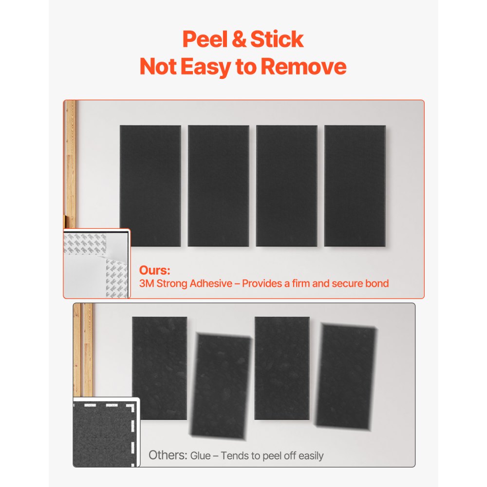 VEVOR 4 PCS Acoustic Wall Panels 5 cm Thick 60 x 30 cm Self-adhesive Black