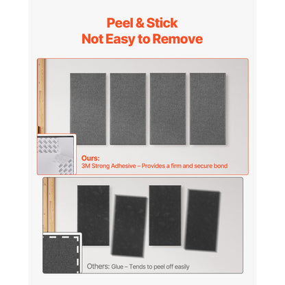 VEVOR 4 PCS Acoustic Wall Panels 5 cm Thick 60 x 30 cm Self-adhesive Gray