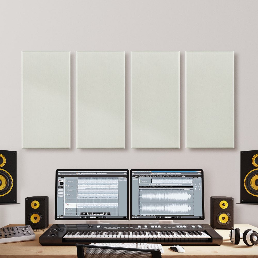 VEVOR 4 PCS Acoustic Wall Panels 5 cm Thick 60 x 30 cm Self-adhesive Beige