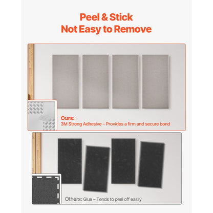 VEVOR 4 PCS Acoustic Wall Panels 5 cm Thick 60 x 30 cm Self-adhesive Camel