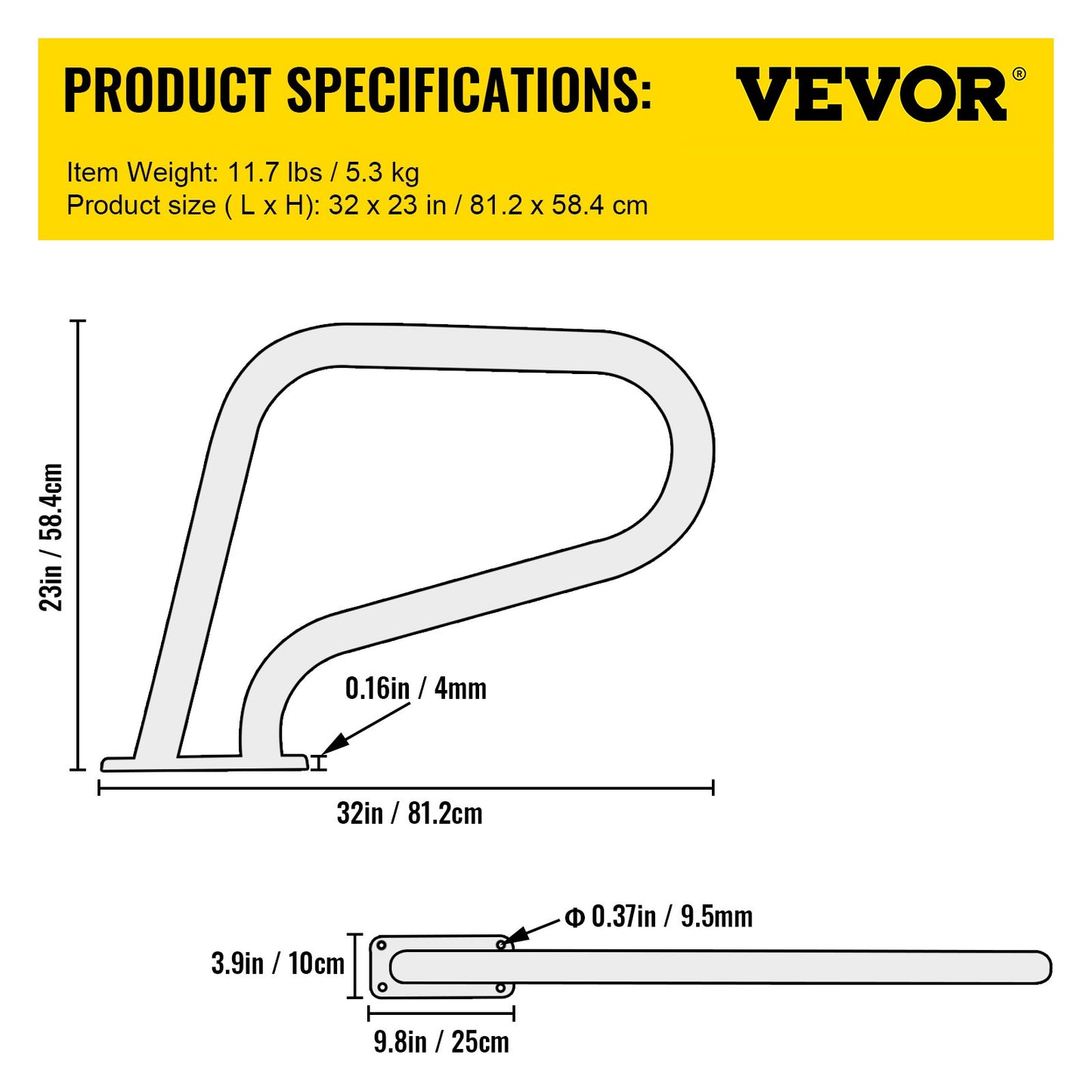 VEVOR Pool Rail 32x23 Pool Railing 304 Stainless Steel 250LBS Load Capacity Silver
