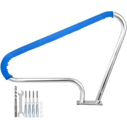 Stainless Steel Pool Handrail with Blue Grip Cover, 113 kg Load Capacity