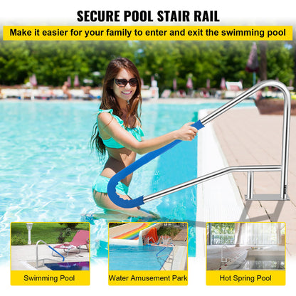 VEVOR Pool Rail 54x36 Pool Railing 304 Stainless Steel 250LBS Load Capacity Silver
