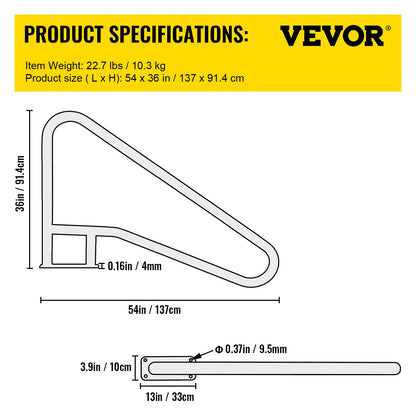 VEVOR Pool Rail 54x36 Pool Railing 304 Stainless Steel 250LBS Load Capacity Silver