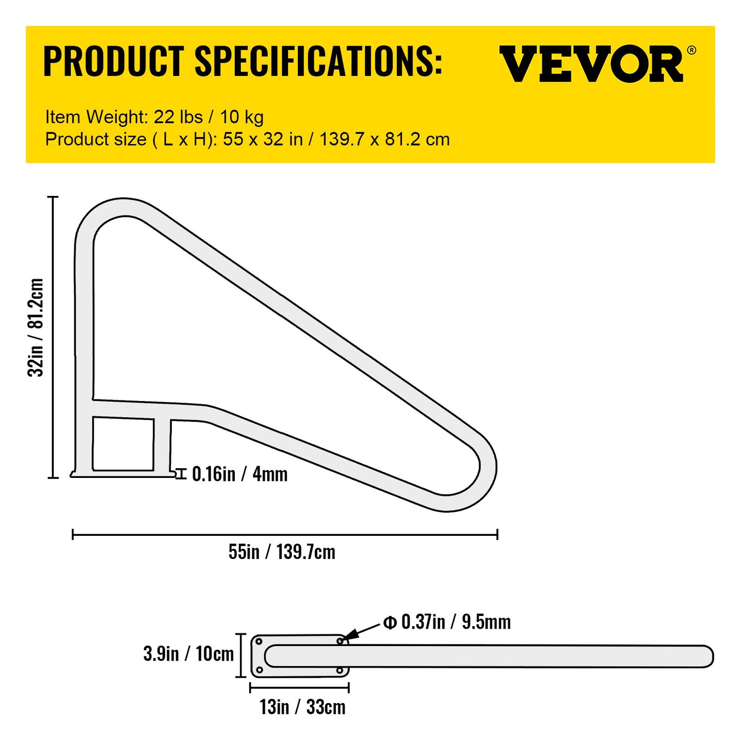 VEVOR Pool Rail 55x32 Pool Railing 304 Stainless Steel 250LBS Load Capacity Silver