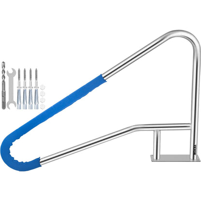 Stainless Steel Pool Handrail with Blue Grip, 113 kg Load, 1.4 x 0.8 m Size