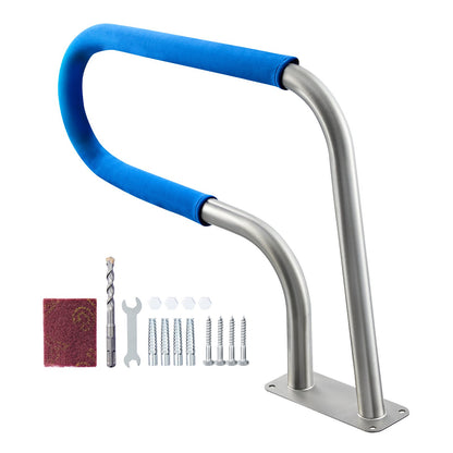 Pool Rail, 78.8 x 55.8 cm Pool Handrail, 100kg Load Capacity Heavy Duty 304 Stainless Steel Swimming Handrail, Detachable Nonslip Sleeve, Rich Accessories, for Poolside, Water Parks， Spa Centers