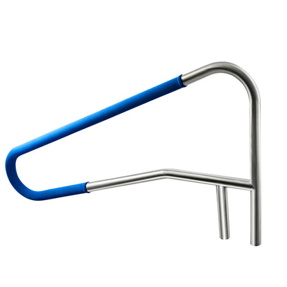Pool Rail, 137.1 x 81.3 cm Pool Handrail, 100kg Load Capacity Heavy Duty 304 Stainless Steel Swimming Handrail, Detachable Nonslip Sleeve, Recessed or Base Mount, for Poolside, Water Parks