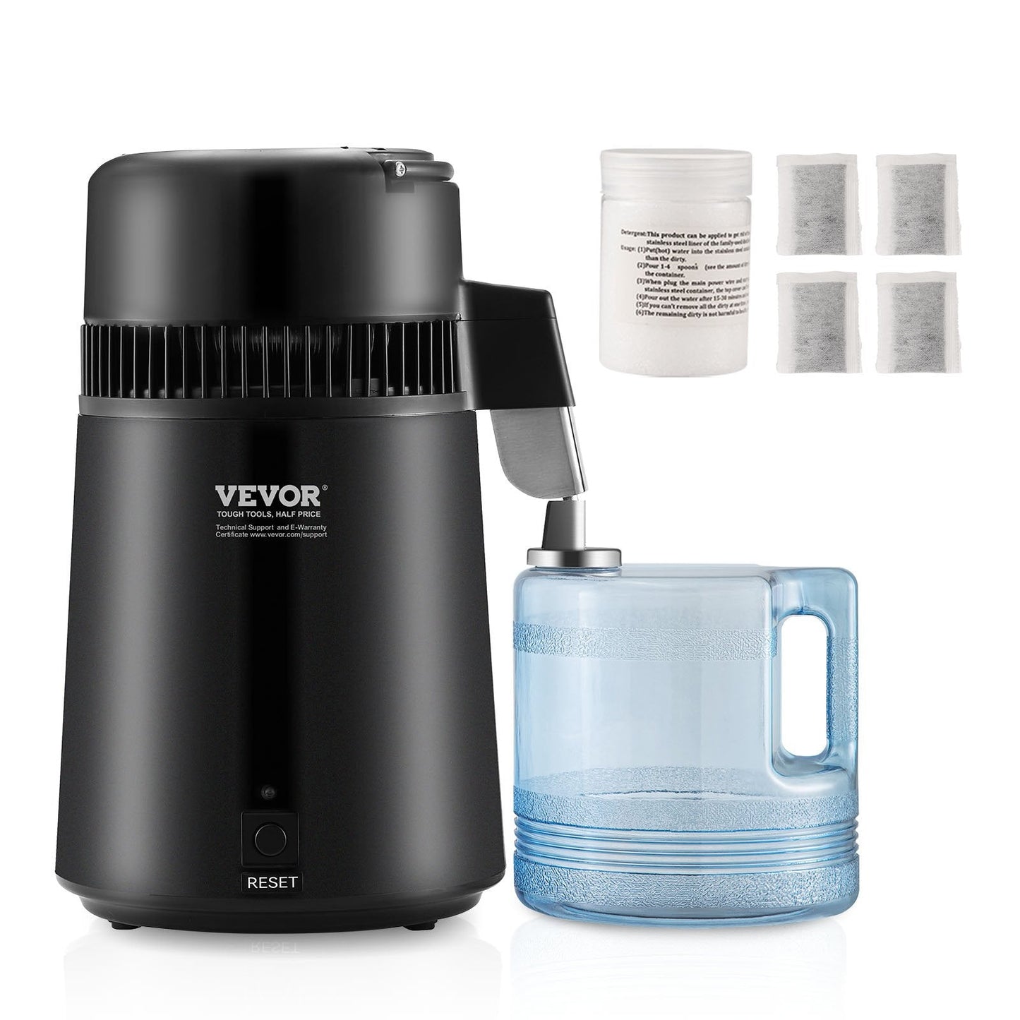 Countertop 4L Water Distiller, Stainless Steel, 750W, Home Use, Black