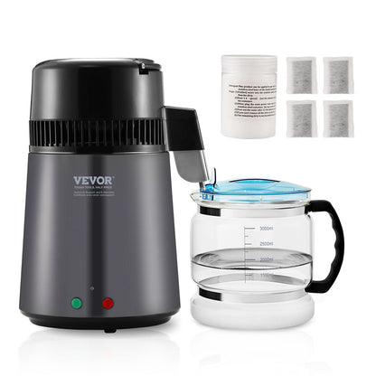 Stainless Steel 4L Water Distiller, Home Countertop Purifier, 750W, Gray
