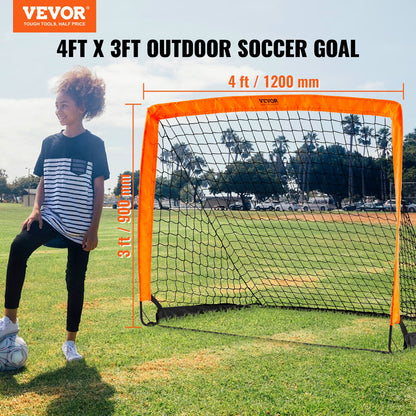 VEVOR Portable Soccer Goal, 1.2x0.9M Kids Backyard Soccer Net, Foldable Pop Up Practice