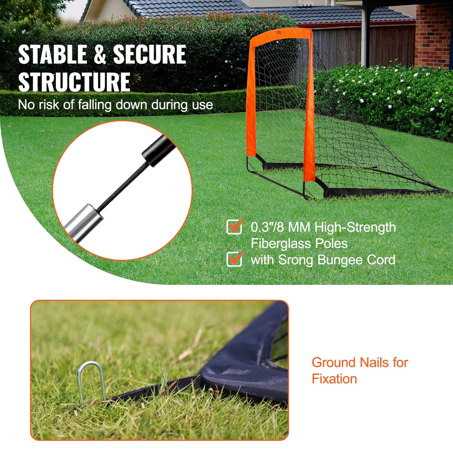 VEVOR Portable Soccer Goal, 1.2x0.9M Kids Backyard Soccer Net, Foldable Pop Up Practice