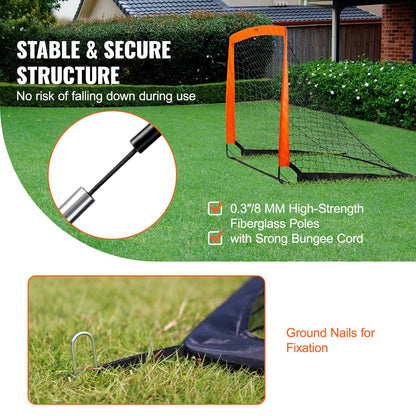 VEVOR Portable Soccer Goal, 1.2x0.9M Kids Backyard Soccer Net, Foldable Pop Up Practice