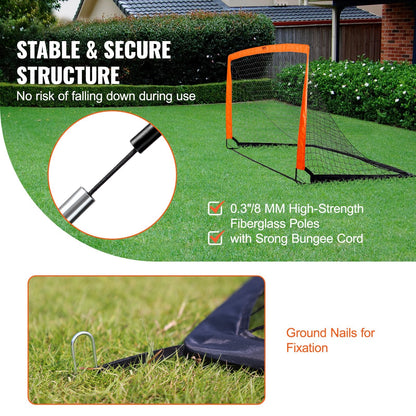 Portable 1.9x1 m Kids Soccer Goal with Carry Bag, Foldable & All-Weather Net