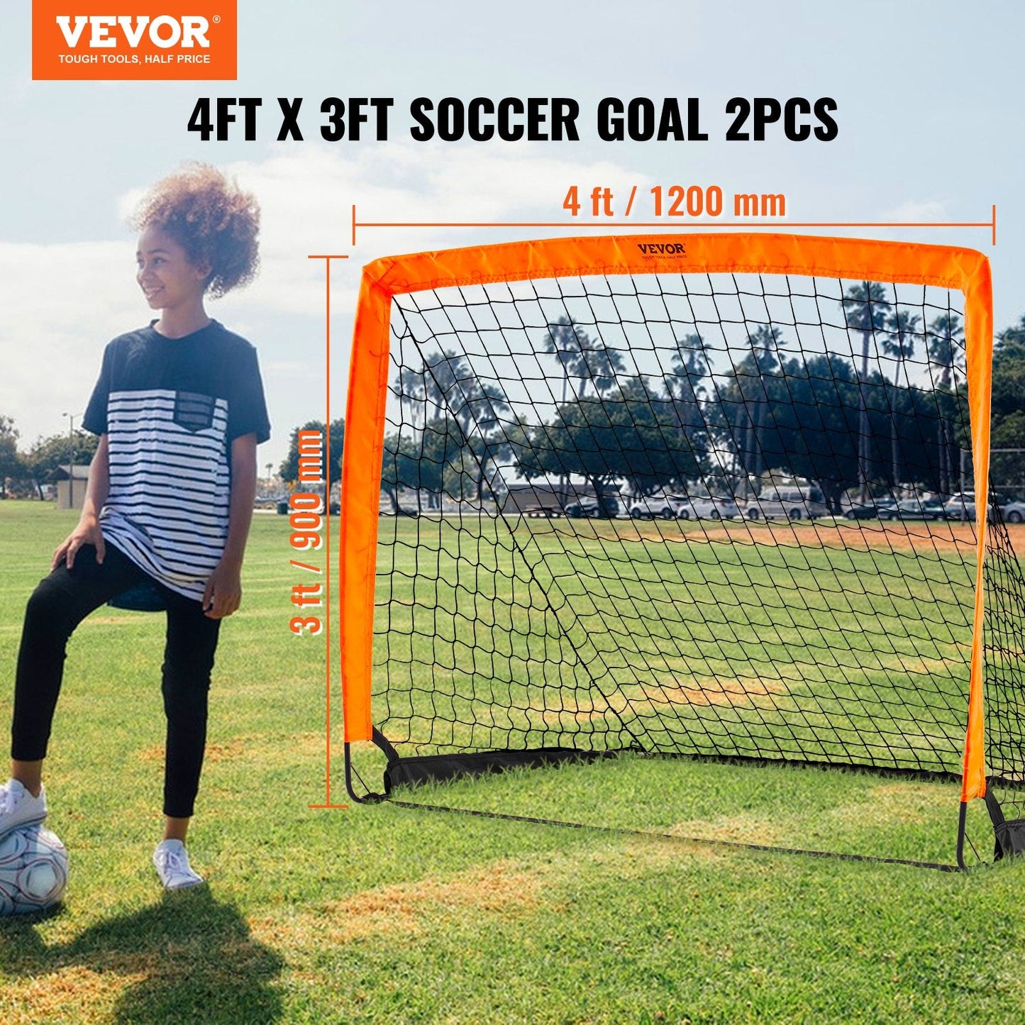 Foldable 1.2x0.9M Kids Soccer Goal Set with Carry Bag, Indoor/Outdoor Use