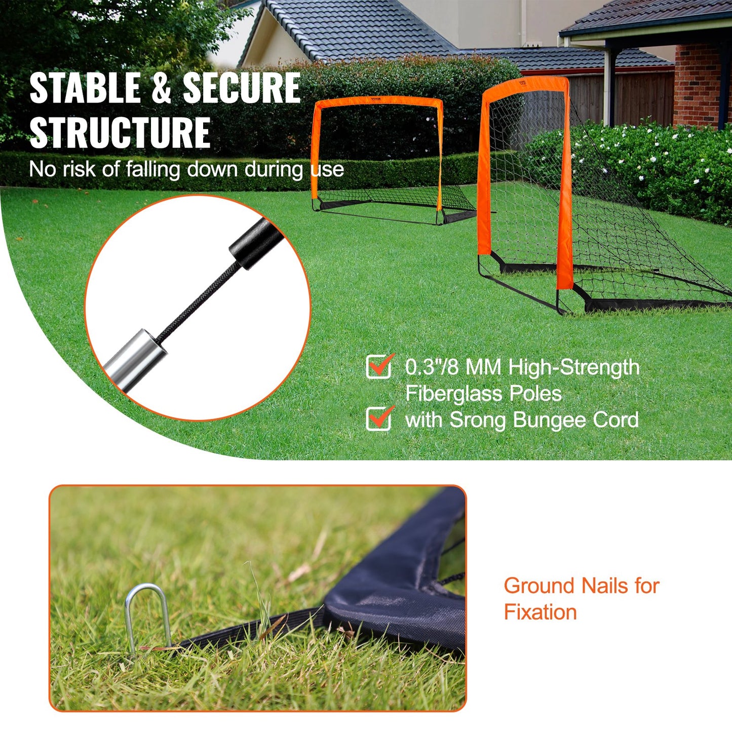 VEVOR Portable Soccer Goal, 1.2x0.9M Kids Backyard Soccer Net, Foldable Pop Up Practice