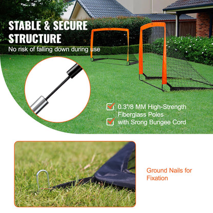 VEVOR Portable Soccer Goal, 1.2x0.9M Kids Backyard Soccer Net, Foldable Pop Up Practice