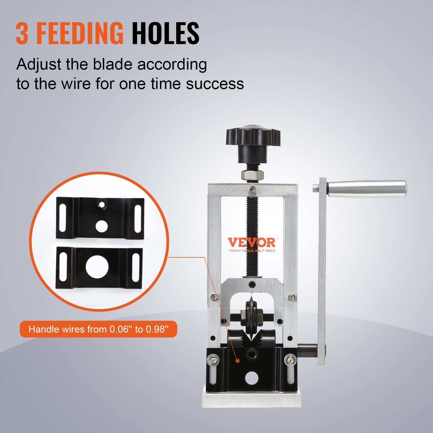 VEVOR Manual Wire Stripping Machine, 0.06''-0.98'' Copper Stripper with Hand Crank