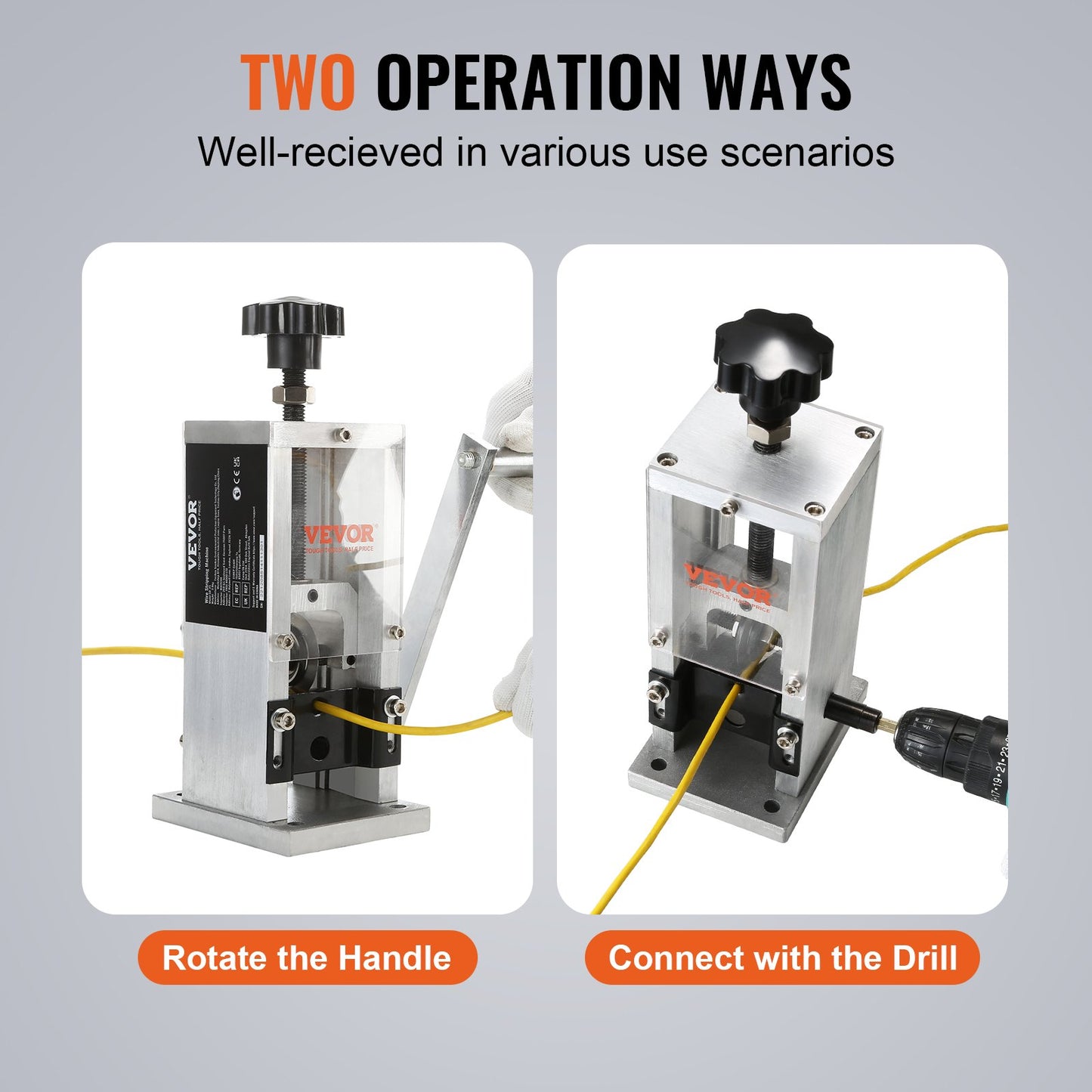 VEVOR Manual Wire Stripping Machine, 0.06''-0.98'' Copper Stripper with Hand Crank
