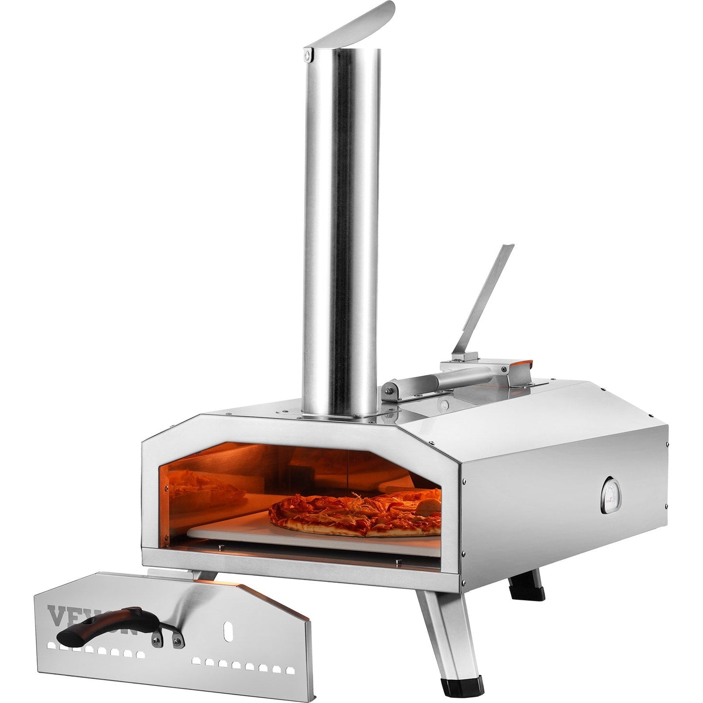 Portable Outdoor Pellet Pizza Oven, 0.3m Wood-Fired Stainless Steel Stove