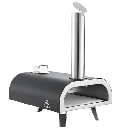 Outdoor Pizza Oven, 12 Inch Wood Fired Pizza Ovens, Pellet Pizza-Stove with Thermometer, Portable Pizza-Maker for Outside Backyard Patio Camping, Pizza-Stone, Carry Bag, Shovel, Black