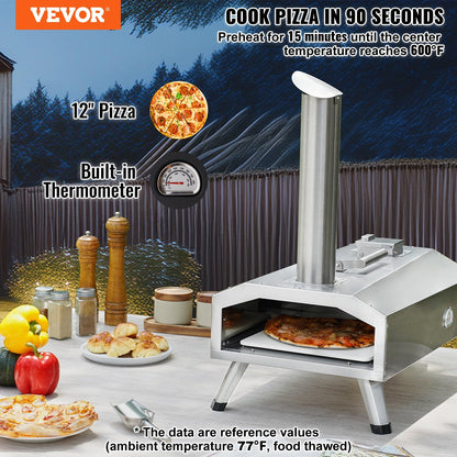 Portable 0.3m Dual Fuel Pizza Oven for Outdoor Use - Pellet & Gas Powered