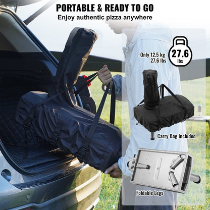 Portable 0.3m Dual Fuel Pizza Oven for Outdoor Use - Pellet & Gas Powered