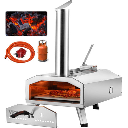 Portable 0.3m Dual Fuel Pizza Oven for Outdoor Use - Pellet & Gas Powered